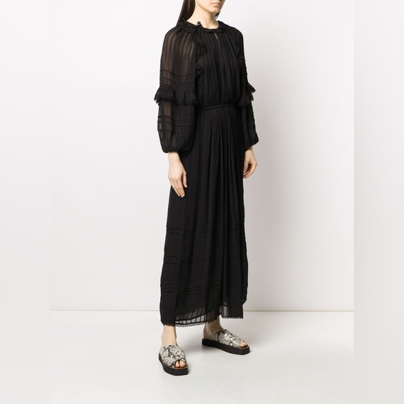ISABEL MARANT ÉTOILE
Embroidered Trim Peasant Dress In Black - Picture 2 of 7